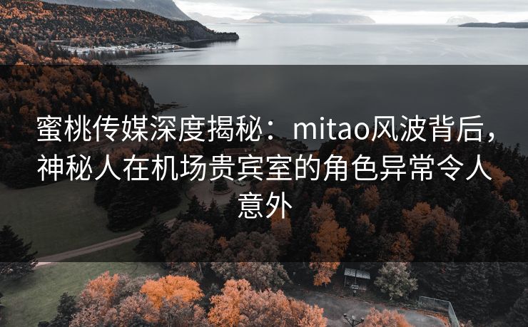 蜜桃传媒深度揭秘：mitao风波背后，神秘人在机场贵宾室的角色异常令人意外