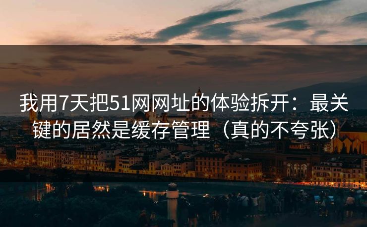 我用7天把51网网址的体验拆开：最关键的居然是缓存管理（真的不夸张）