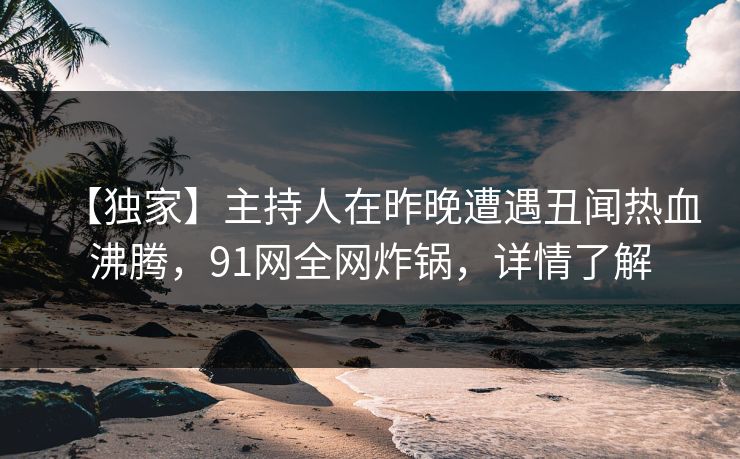 【独家】主持人在昨晚遭遇丑闻热血沸腾，91网全网炸锅，详情了解