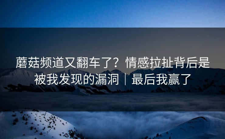 蘑菇频道又翻车了?情感拉扯背后是被我发现的漏洞|最后我赢了 蘑菇频道又翻车了?情感拉扯背后是被我发现的漏洞|最后我赢了