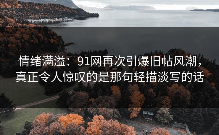 情绪满溢：91网再次引爆旧帖风潮，真正令人惊叹的是那句轻描淡写的话